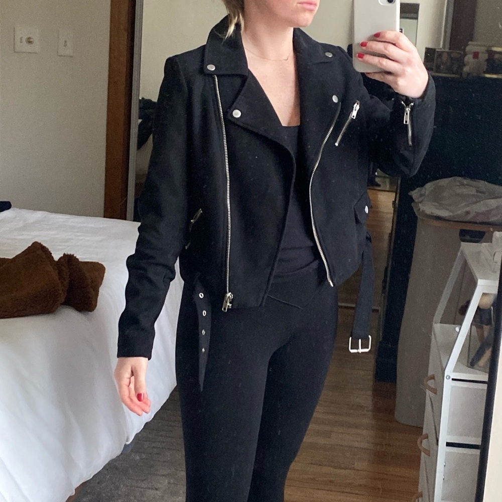 Faux suede moto jacket